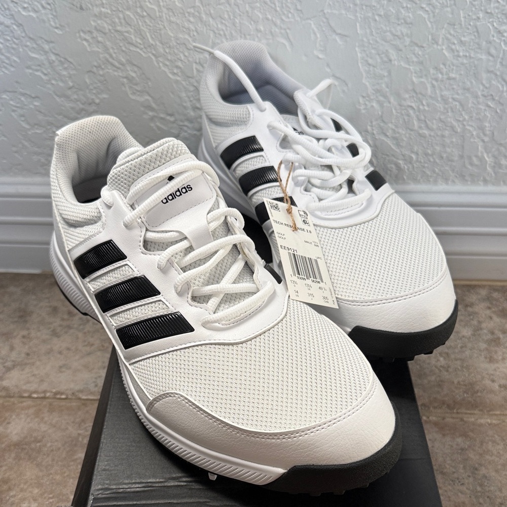 Adidas Classic White and Black Golf Shoes